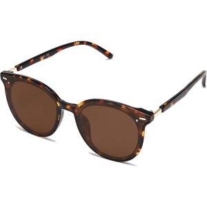 imageSOJOS Sunglasses Womens Trendy 2025 Classic Round Retro Vintage Shades Large Frame Sunnies SJ2067Dark Brown