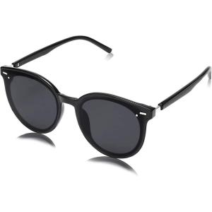 imageSOJOS Sunglasses Womens Trendy 2025 Classic Round Retro Vintage Shades Large Frame Sunnies SJ2067Shiny Black