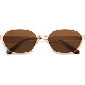 imageSOJOS Trendy Polarized Hexagon Sunglasses for Women Men UV400 Retro Rectangle Shades SJ1238GoldBrown