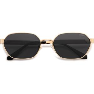 imageSOJOS Trendy Polarized Hexagon Sunglasses for Women Men UV400 Retro Rectangle Shades SJ1238GoldGrey