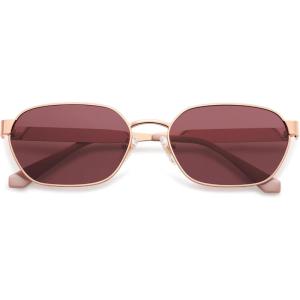 imageSOJOS Trendy Polarized Hexagon Sunglasses for Women Men UV400 Retro Rectangle Shades SJ1238Rose GoldRed
