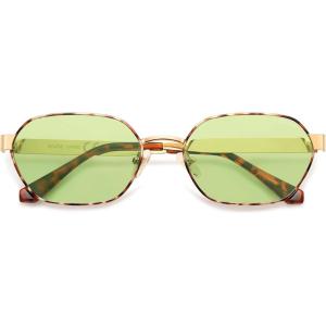 imageSOJOS Trendy Polarized Hexagon Sunglasses for Women Men UV400 Retro Rectangle Shades SJ1238TortoiseLight Green