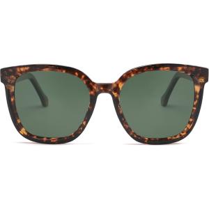 imageSOJOS Trendy Polarized Sunglasses for Women Classic Retro Square Womens Shade Sunnies SJ2333Green TortoiseGreen