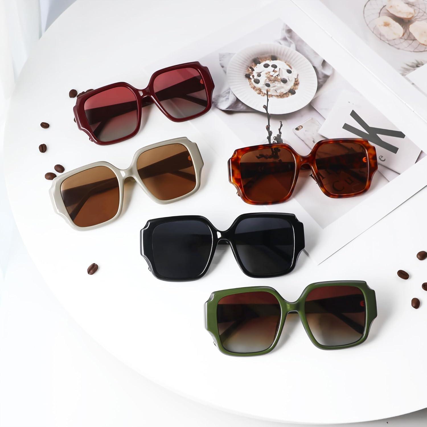 imageSOJOS Big Retro Square Polarized Sunglasses Womens Mens 70s 80s Vintage Oversized Sunnies SJ2359Brown TortoiseBrown