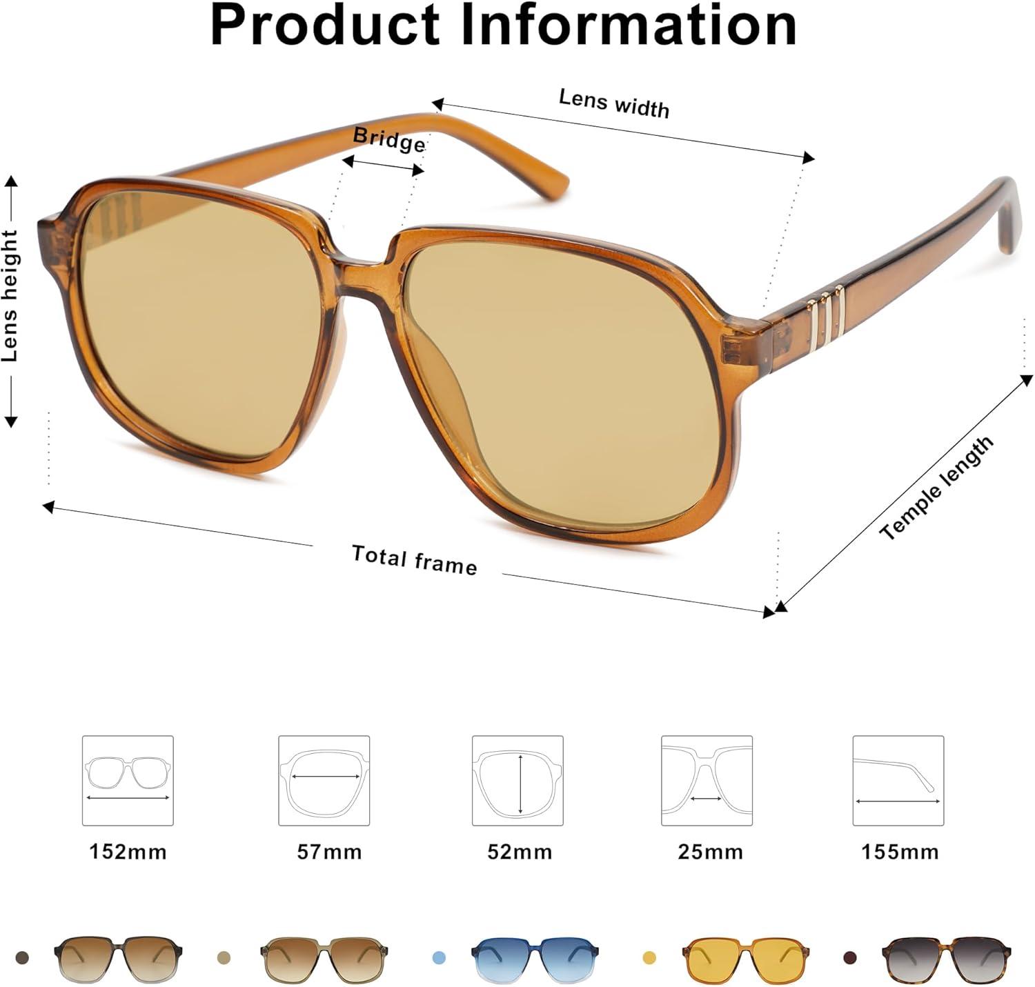 imageSOJOS Retro Vintage Square Polarized Sunglasses for Women Men 70s 80s Oversized Shades SJ2272BrownBrown