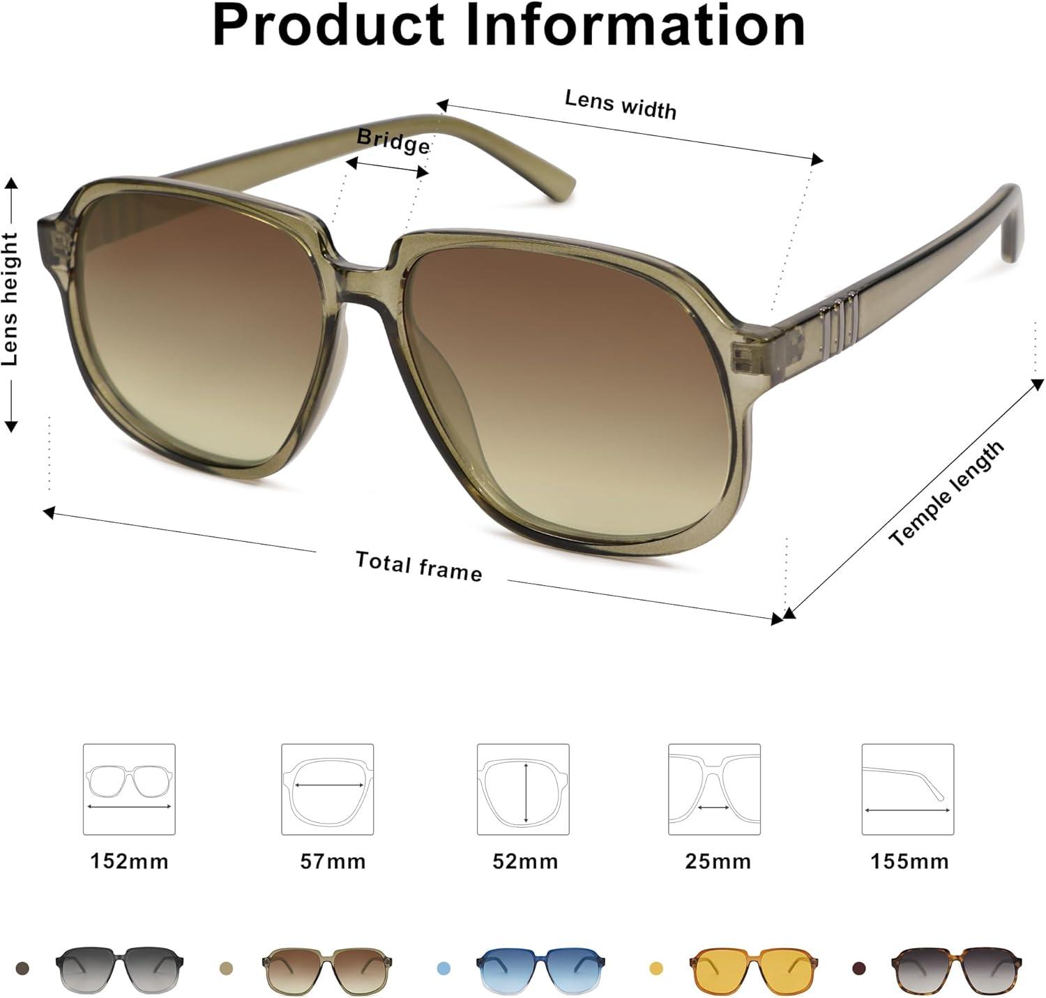 imageSOJOS Retro Vintage Square Polarized Sunglasses for Women Men 70s 80s Oversized Shades SJ2272Olive GreenBrown