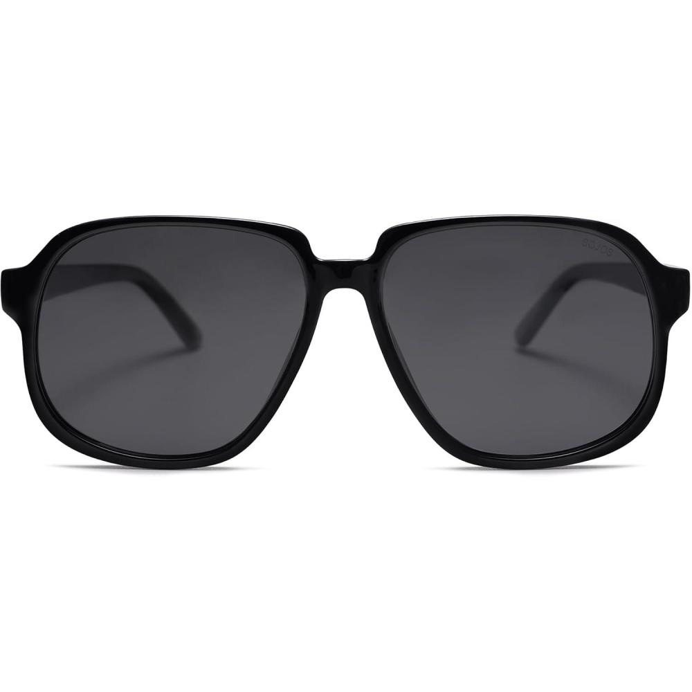 imageSOJOS Retro Vintage Square Polarized Sunglasses for Women Men 70s 80s Oversized Shades SJ2272BlackGrey