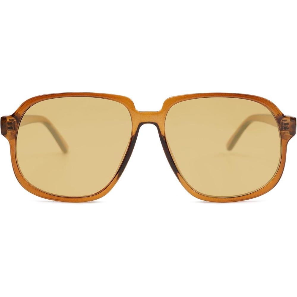 imageSOJOS Retro Vintage Square Polarized Sunglasses for Women Men 70s 80s Oversized Shades SJ2272BrownBrown