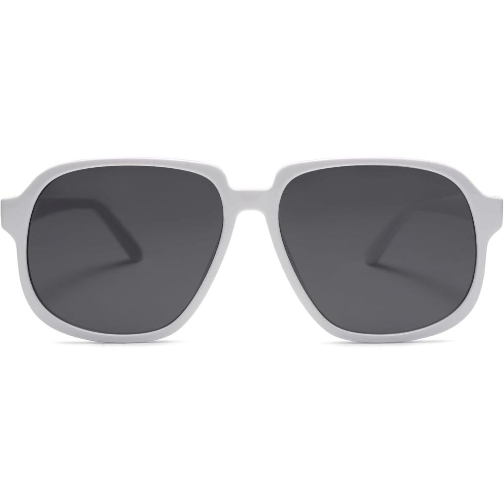 imageSOJOS Retro Vintage Square Polarized Sunglasses for Women Men 70s 80s Oversized Shades SJ2272WhiteGrey