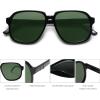imageSOJOS Retro Vintage Square Polarized Sunglasses for Women Men 70s 80s Oversized Shades SJ2272BlackDark Green