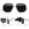 imageSOJOS Retro Vintage Square Polarized Sunglasses for Women Men 70s 80s Oversized Shades SJ2272WhiteGrey