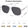imageSOJOS Retro Vintage Square Polarized Sunglasses for Women Men 70s 80s Oversized Shades SJ2272WhiteGrey