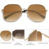 imageSOJOS Trendy Oversized Sunglasses for Women Men UV400 Protection Hexagon Shades with Spring Hinges SJ1210GoldGradient Brown