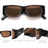 imageSOJOS Trendy Y2K Rectangle Polarized Sunglasses for Women Men Fashion Designer Rave Sunglasses SJ2228BlackBrown