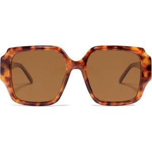 imageSOJOS Big Retro Square Polarized Sunglasses Womens Mens 70s 80s Vintage Oversized Sunnies SJ2359Brown TortoiseBrown