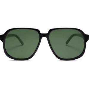 imageSOJOS Retro Vintage Square Polarized Sunglasses for Women Men 70s 80s Oversized Shades SJ2272BlackDark Green