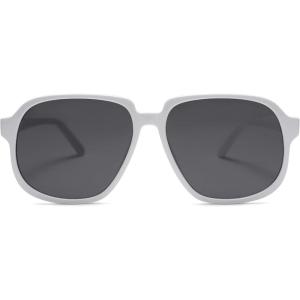 imageSOJOS Retro Vintage Square Polarized Sunglasses for Women Men 70s 80s Oversized Shades SJ2272WhiteGrey
