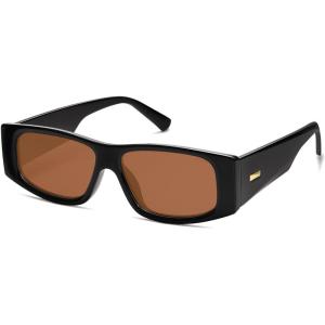 imageSOJOS Trendy Y2K Rectangle Polarized Sunglasses for Women Men Fashion Designer Rave Sunglasses SJ2228BlackBrown