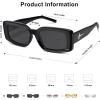 imageSOJOS Classic Trendy Rectangle Polarized Sunglasses Thick Frame with Star Decorations SJ2285BlackGrey