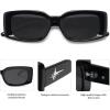 imageSOJOS Classic Trendy Rectangle Polarized Sunglasses Thick Frame with Star Decorations SJ2285BlackGrey