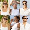 imageSOJOS Classic Trendy Rectangle Polarized Sunglasses Thick Frame with Star Decorations SJ2285Clear GreenLight Green