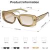 imageSOJOS Classic Trendy Rectangle Polarized Sunglasses Thick Frame with Star Decorations SJ2285Clear GreenLight Green
