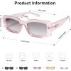 imageSOJOS Classic Trendy Rectangle Polarized Sunglasses Thick Frame with Star Decorations SJ2285Clear PinkLight Grey