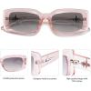 imageSOJOS Classic Trendy Rectangle Polarized Sunglasses Thick Frame with Star Decorations SJ2285Clear PinkLight Grey