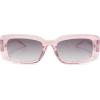 imageSOJOS Classic Trendy Rectangle Polarized Sunglasses Thick Frame with Star Decorations SJ2285Clear PinkLight Grey