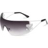 imageSOJOS Futuristic Rimless y2k Sunglasses for Women Oversized Trendy Shield Wrap Around Frameless Sun Glasses SJ1197Grey
