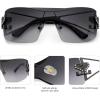 imageSOJOS Wrap Around Y2K Sunglasses for Women Men Shield Futuristic Frameless Sun Glasses SJ1198 with Black FrameGrey Garding Lens