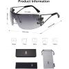 imageSOJOS Wrap Around Y2K Sunglasses for Women Men Shield Futuristic Frameless Sun Glasses SJ1198 with Black FrameGrey Garding Lens
