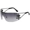 imageSOJOS Wrap Around Y2K Sunglasses for Women Men Shield Futuristic Frameless Sun Glasses SJ1198 with Black FrameGrey Garding Lens