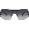 imageSOJOS Wrap Around Y2K Sunglasses for Women Men Shield Futuristic Frameless Sun Glasses SJ1198 with Black FrameGrey Garding Lens