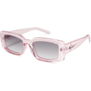 imageSOJOS Classic Trendy Rectangle Polarized Sunglasses Thick Frame with Star Decorations SJ2285Clear PinkLight Grey