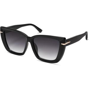 imageSOJOS Trendy Large Oversized Cat Eye Sunglasses for Women 70s UV400 Designer Shades SJ2231BlackGrey