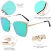 imageSOJOS Cateye Sunglasses for Women Fashion Mirrored Lens Metal Frame SJ1086Green