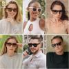 imageSOJOS Classic Square Polarized Sunglasses for Women Men Retro UV400 Sunnies SJ2280Brown PatternBrown