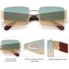 imageSOJOS Fashion Rectangle Sunglasses for Women Men Retro Vintage Narrow Sun Glasses SJ1162GoldGreen  Brown
