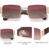 imageSOJOS Fashion Rectangle Sunglasses for Women Men Retro Vintage Narrow Sun Glasses SJ1162GoldWinegrey