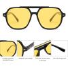 imageSOJOS Retro Trendy Aviator Polarized Sunglasses Men Women Vintage 70s Square Stylish Frame Sun Glasses SJ2283BlackYellow