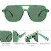 imageSOJOS Retro Trendy Aviator Polarized Sunglasses Men Women Vintage 70s Square Stylish Frame Sun Glasses SJ2283Crystal GreenGreen