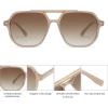 imageSOJOS Retro Trendy Aviator Polarized Sunglasses Men Women Vintage 70s Square Stylish Frame Sun Glasses SJ2283Milky BrownBrown Grading