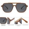 imageSOJOS Retro Trendy Aviator Polarized Sunglasses Men Women Vintage 70s Square Stylish Frame Sun Glasses SJ2283Milky Dark BrownGrey