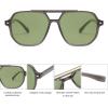 imageSOJOS Retro Trendy Aviator Polarized Sunglasses Men Women Vintage 70s Square Stylish Frame Sun Glasses SJ2283Milky GreyGreen