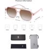 imageSOJOS Retro Trendy Aviator Polarized Sunglasses Men Women Vintage 70s Square Stylish Frame Sun Glasses SJ2283Milky PinkBrown Grading