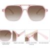 imageSOJOS Retro Trendy Aviator Polarized Sunglasses Men Women Vintage 70s Square Stylish Frame Sun Glasses SJ2283Milky PinkBrown Grading