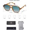 imageSOJOS Retro Trendy Aviator Polarized Sunglasses Men Women Vintage 70s Square Stylish Frame Sun Glasses SJ2283Yellow TortoiseBlue Grading