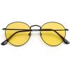 imageSOJOS Small Round Polarized Sunglasses for Women Men Classic Vintage Retro Shades UV400Shiny BlackYellow