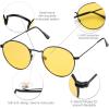 imageSOJOS Small Round Polarized Sunglasses for Women Men Classic Vintage Retro Shades UV400Shiny BlackYellow